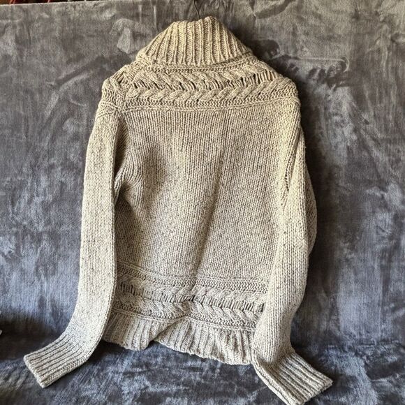 Calvin Klein Wool Blend Chunky Cable Knit Two Button Front Cardigan XL Beige - Picture 10 of 13